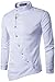 WHATLEES Mens Long Sleeve Extra Long Embroidery Button Down Dress Shirt B404-White-M