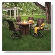 Homecrest Wescott Sling Outdoor Gas Fire Pit Balcony Table and Chair Set