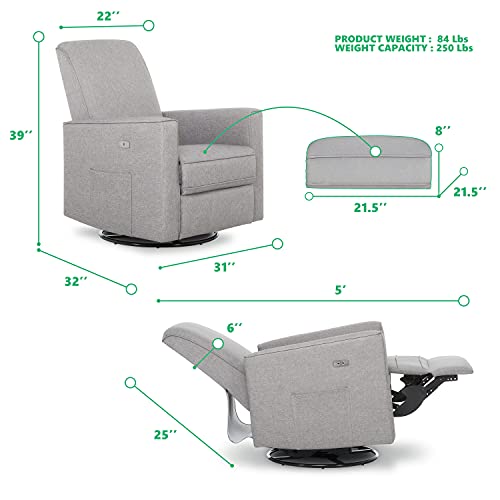 Evolur Harlow Deluxe Upholstered Plush Seating Glider Swivel, Rocker