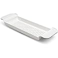 Madesmart Expandable Bath Tray for Bathtubs, Plastic Shower and Bath shelf caddy, white, Multifunctional bathtub bathroom org