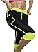 TrainingGirl Women Neoprene Sauna Leggings Sweat Shorts Weight Loss Workout Running Capris Slimming Compression Thermo Pants (Black-Green, L)