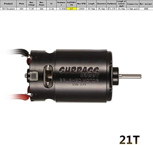 halonzhor Brush Motor 1/10 RC Car 550 12T 21T 27T 35T Brushed Motor for 1/10 RC Car HSP HPI Wltoys Kyosho TRAXXAS Brush Motor 7.4V 3.175 mm (12T) TRAXXAS, 21T