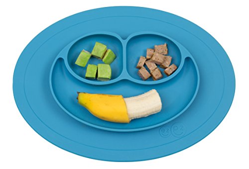 ezpz Mini Mat - One-piece silicone placemat + plate (Blue), One Size