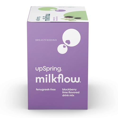 UPSPRING MILKFLOW FENUGREEK-FREE BLACKBERRY LIME DRINK MIX | BREASTFEEDING SUPPLEMENT FOR LACTATION SUPPORT | MORINGA, BLESSED THISTLE, FENNEL, ANISE PROMOTE HEALTHY BREASTMILK SUPPLY | 16 CT