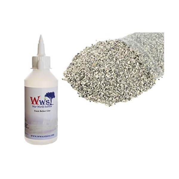War World Scenics 500g Mittelgroßer Grauer Schotter & 250ml Gleisschotter-Kleber Modellbahn Set
