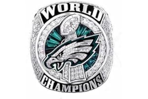 JOSLIFE PhillyCity Football 2017-2018 World Championship Ring for Eagles - Bowl Sports Fan Ideal Gift Tribute with Golden Glow Rings in Sandalwood Box Men Women (3D realism, 11), sliver / green