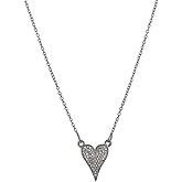 Pave Diamond Heart Pendant Necklace- Genuine Diamonds- .925 Oxidized Sterling Silver- Valentine's Day gift Idea