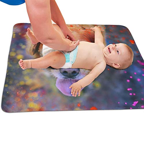 V5DGFJH.B Baby Portable Diaper Changing Pad Animals Dog Paint Splatter Urinary Pad Baby Changing Mat 31.5" x25.5''