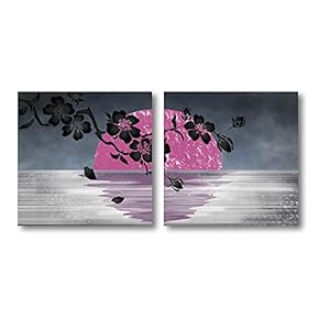 Canvas Wall Art Abstract Beautiful Flowers Plum Blossoms Painting Artwork for Home Prints Framed - 12"x12" x 2 Panels