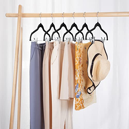 HOUSE DAY Velvet Skirt Hangers 24 Pack, Black Velvet Hangers with