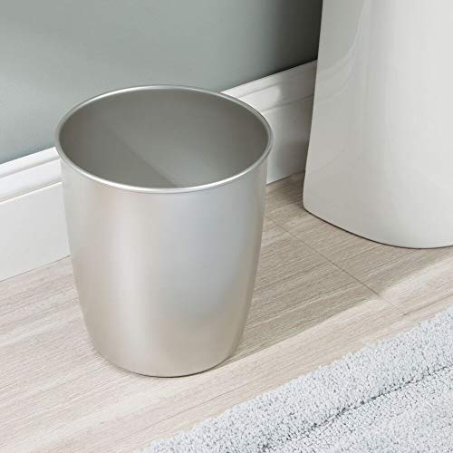 mDesign Round Metal Small Trash Can Wastebasket, Garbage Container Bin