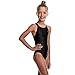 Flow Girls Swimsuit - One Piece Crossback Competitive Swimsuit Youth Sizes 23 to 30 in Black, Navy, and Blue (26, Black)