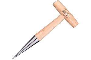 Pokey Planter by Seeding Square – Stainless Steel & Wooden Handle Garden Tool for Planting Garlic, Onions, Tulips, Daffodils,