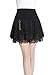 Mullsan Women Black Spinning Cover Stretch Waist Flared Lace Casual Mini Skirt