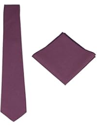 Various Solids Mens Linen Tie Set: Necktie with Matching Pocket Square (Mauve)