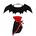 LAWOHO Halloween Pet Costume - Pet Bat Wings & Cloak 2 PCS Witch Vampire Cosplay Combination Small Cats & Dogs Funny Holiday Decorations Clothing Black Halloween Bloody Zombie Party