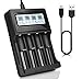 Universal 18650 Battery Charger, LCD Display Speed Batteries Charger with 4 Bay Discharge Function for Rechargeable 3.6/3.7v Li-ion 18650 26650 18350 17670 18700 21700 20700 RCR123 Batteries