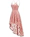 Bridesmay Women's V-Neck Adjustable Spaghetti Straps High Low Cocktail Party Bridesmaid Floral Lace Dress