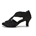 Ballroom Dance Shoes Women Latin Salsa Practice Dancer Shoes 2.5'' Heels YT02(9.5, Black)