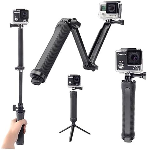 NLSD 3 way Handheld Selfie Stick Monopod Foldable Mount Holder for GoPro Hero Cameras Gopro Hero 1 2 3 3+ 4 5 &amp; SJ4000 SJ5000 Xiaomi XiaoYi Yi Action Cameras