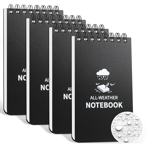 Juehuodaji Waterproof Notebook, 4 Pack Pocket Notepad, 3