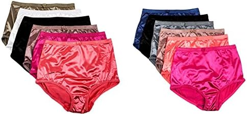 Peachy Panty Women's Satin Shine Full Coverage Brief Panties Soft Smooth Nylon (6 Pack)
