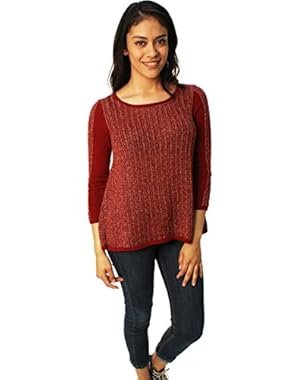 Women's Metallic Swing Open Weave Sweater