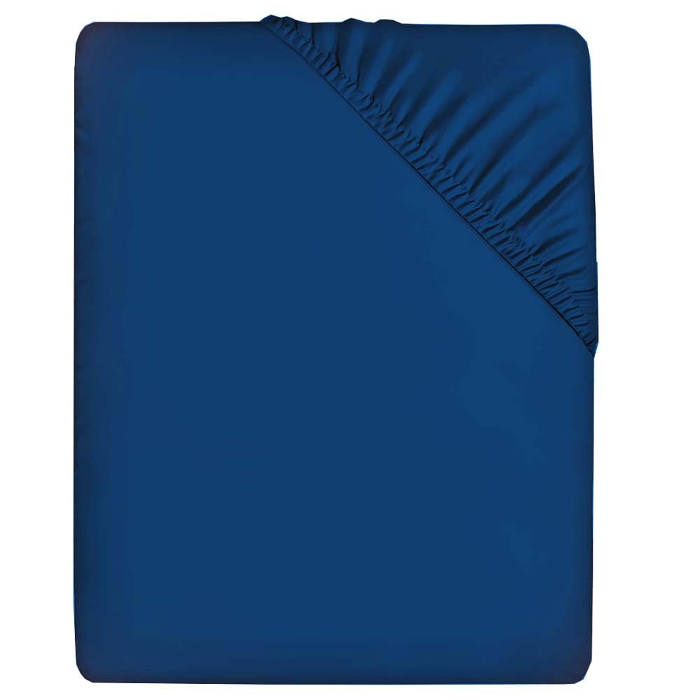 Comfortz Bedding Fitted Sheet Double - Deep Pocket 35CM Soft Brushed Microfiber Polyester - Anti-Allergy, Breathable, Wrinkle-Free Fade-Resistant Easy-Care Machine Washable Bed Sheets (Blue,Double)
