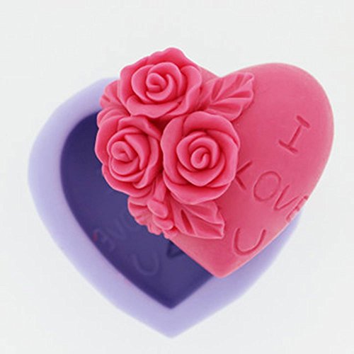 Guluote Rose Decoration Heart Craft Mold Art Silicone DIY Handmade Soap Molds