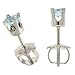 14k Petite White Gold Round Aquamarine Screw-back Stud Earrings