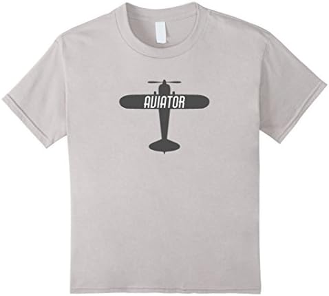 unisex-child Aviator Pilot &amp; Airplane T Shirt 10 Silver