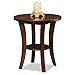 Leick Home Boa End Table, Solid Wood, 22 in. Round, Bottom Display Shelf, Easy-Assembly, For Living Room/Bedroom, Chocolate Oak, 22.0 in. Diameter x 24.0 in. H, 10302