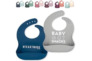 AVA + OLIVER Silicone Bib Set - Adjustable Waterproof Bibs - Set of 2
