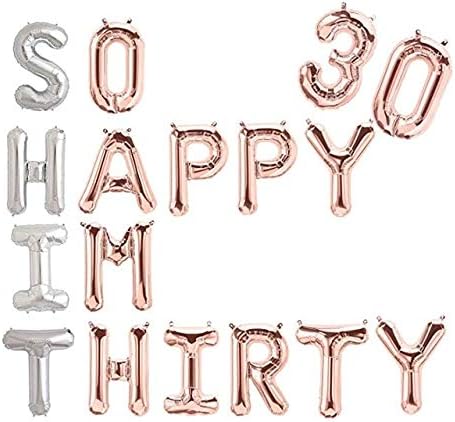 Balloons - So Happy IM Thirty Balloons Rose Gold 30th Birthday Balloon 30th Birthday Banner 30th Birthday Decorations for Her Shit Im 30