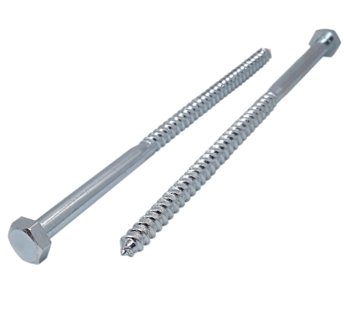 Marcopol (Pack of 2 pcs) DIN 571 Zinc Plated Steel Hexagon Wood Screws M12 x 200 mm, Hex Screw, Lag Bolts, Hex Head, Coach Screws (2, M12 x 200 mm), Silver