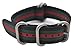 ArtStyle Watch Band with Colorful Nylon Material Strap and Heavy Duty Brushed Buckle (Black/Green/Red, 20mm)