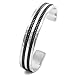 INBLUE Men's Stainless Steel Bracelet Bangle Cuff Silver Tone Black Curb