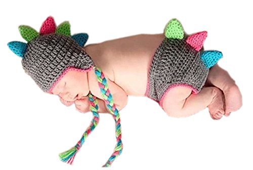 Pinbo Baby Photography Prop Crochet Knitted Animal Dragon Fringe Hat Shorts