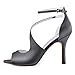 ELEGANTPARK HP1565 Steel Grey Sandals for Women Peep Toe Dress Shoes Ankle Strap Sandals Satin Prom Evening Party Wedding Shoes US 10