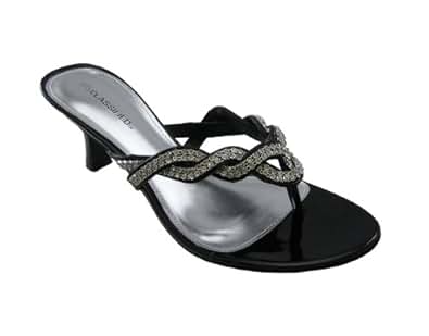 Amazon.com | City Classified Comfort Dazzle Kitten Heel Rhinestone