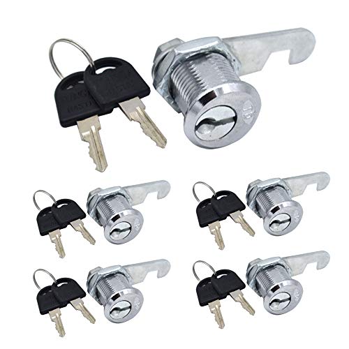 5Pcs Cabinet Lock Tool Box Drawer Door Mailbox Cam Lock with Keyed