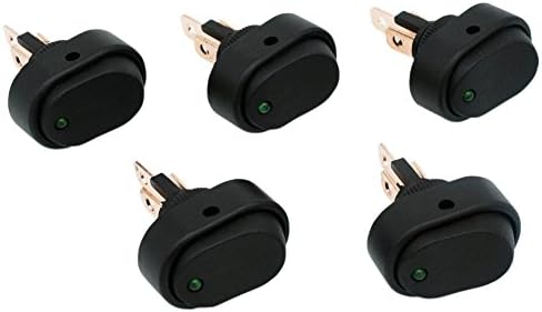 MotoCity 30 Amp 12 Volt LED ON-OFF Rocker Switch For Car Motorcycle Boat Marine 5 Pack (Green)