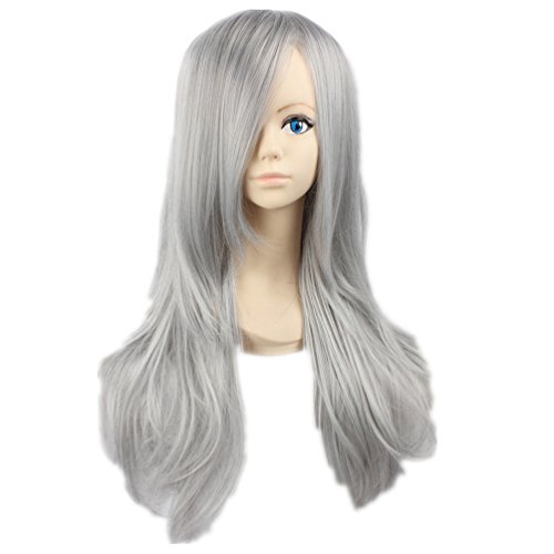 COSPLAZA Cosplay Wigs Mid Length Long Silver Grey Girl Boy Anime Hair