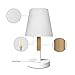 tomons Bedside Lamp, Kids Room LED Small Nightstand Table Lamp Dresser Light, Fabric Shade Solid Wood Desk Lamp for Bedroom Living Room, Dorm, Coffee Table,Bedroom,Girls Room, Office