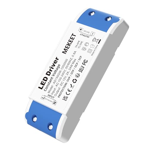 Transformer 24W, LED Driver 240V AC to 12V DC 2A - Constant Voltage for LED Strip, Cabinet & Bulb Lights, Ring Doorbell