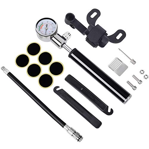 Pro Bike Tool Mini Bike Pump - Fits Presta and Schrader - 210PSI 15BAR High Pressure Hand Air Pump with Gauge and Glueless Puncture Repair Kit - Bicycle Tire Pump for Road, Mountain and BMX Bikes - Thumbnail 7