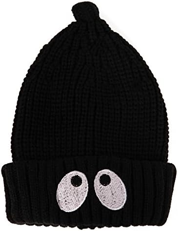 TopsHouse Baby's Cartoon Eyes Knitting Wool Cap Black