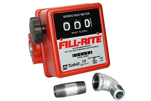 Fill-Rite 807CLMK 3/4" 19-76 LPM 3 Wheel Mechanical Meter, Aluminum, Fuel Transfer Liter Meter with Fittings to Mount on FR1200, FR600, SD600, SD1200, and FR700 Series Pumps