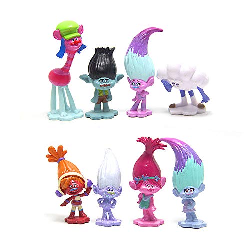 Vndaxau Troll Dolls Cake Toppers Toys Trolls Figurines Poppy and Branch 12pcs Set