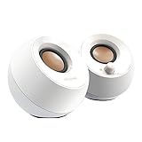 Creative Pebble 2.0 USB-Powered Desktop Speakers with Far-Field Drivers and Passive Radiators for PCs and Laptops (White)